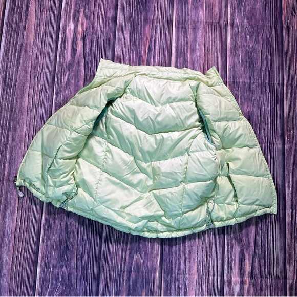 LL Bean Womens Goose Down Puffer Vest Reversible Green Nylon Zip Up Small - Picture 3 of 12